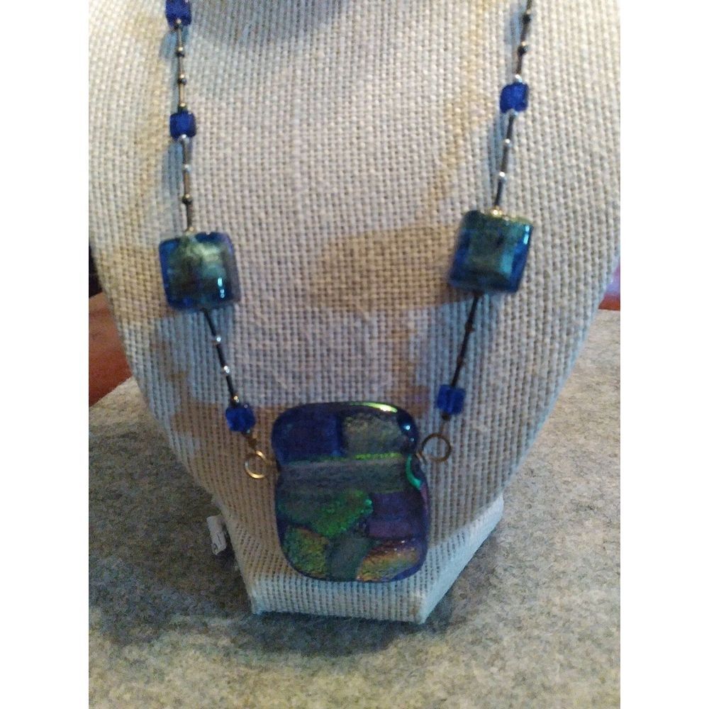 Handmade Dichroic‎ Glass Necklace Unique Art Glass Pendant Jewelry
